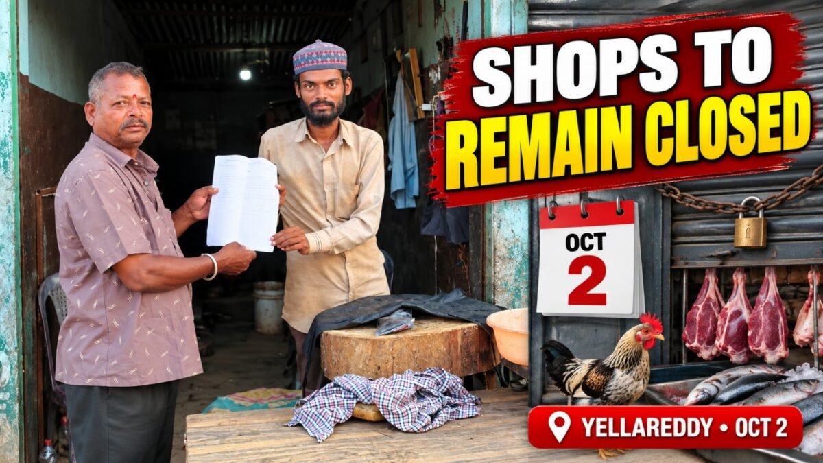 ఎల్లారెడ్డిలో అక్టోబర్ 2 గాంధీ జయంతి సందర్భంగా మాంసం, చికెన్, చేపల దుకాణాలు మూసివేతకు నోటీసులు