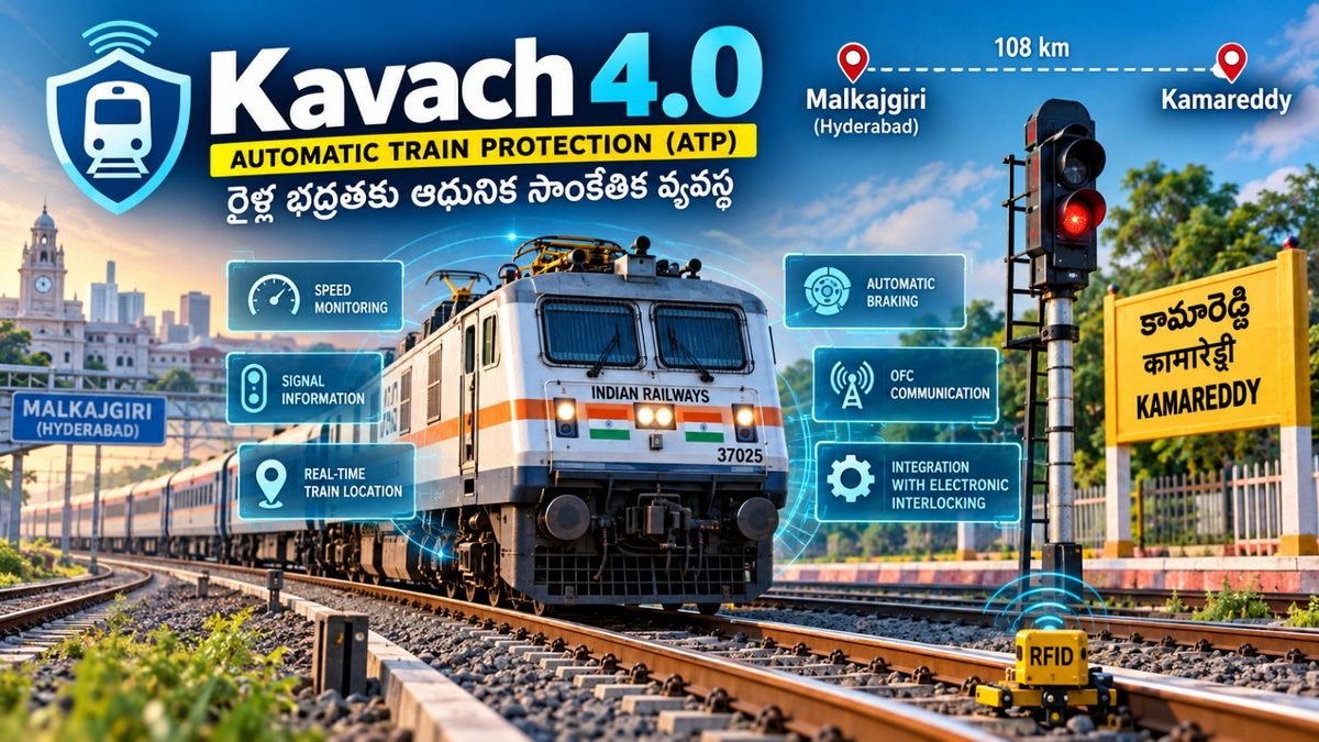 మల్కాజిగిరి–కామారెడ్డి రైల్వే మార్గంలో Kavach 4.0 భద్రతా వ్యవస్థ